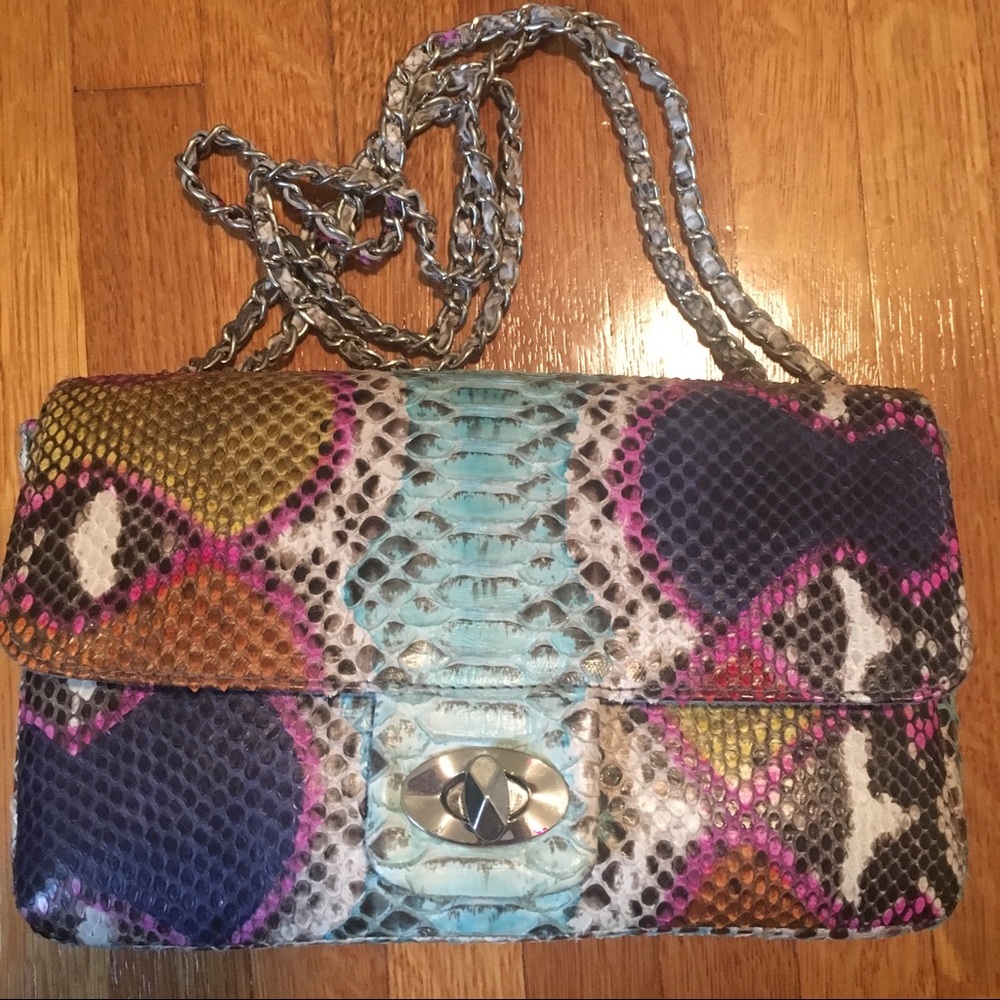 New Python Leather Multicolor Crossbody Purse - image 2